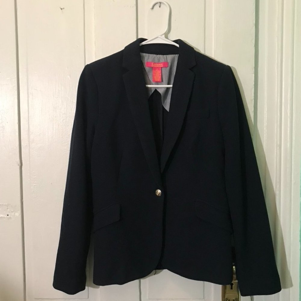 Catherine Malandrino Navy Waffle Knit Blazer